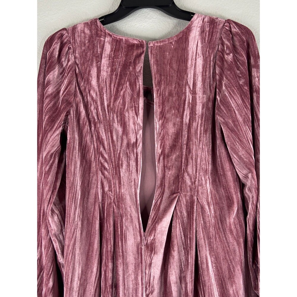 Very J Women Large Velvet Feel Short Dress Pink Tie Neck Party Casual - Picture 5 of 8